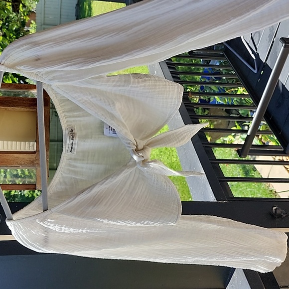 NWT Abercrombie & FitchWhite Cause Cropped Off-The-Shoulder Gauzy Beach … - Picture 4 of 7